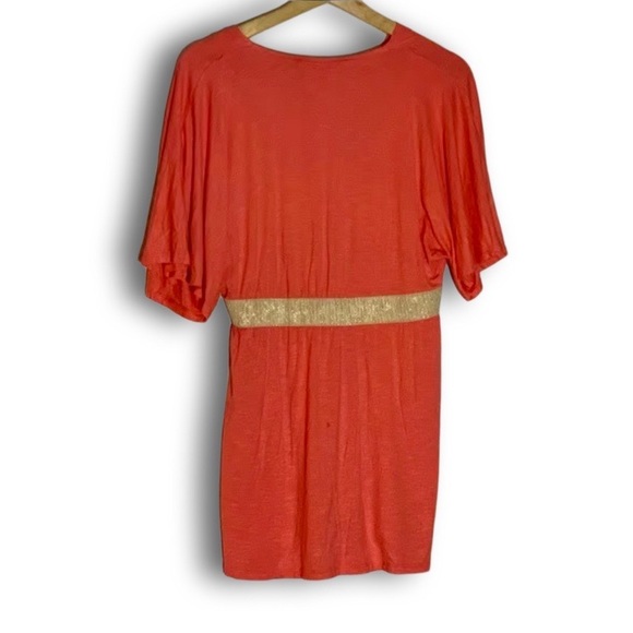 NWT Envie & Fraise Pink Gold-Belted Short-Sleeve Dress - Picture 2 of 4
